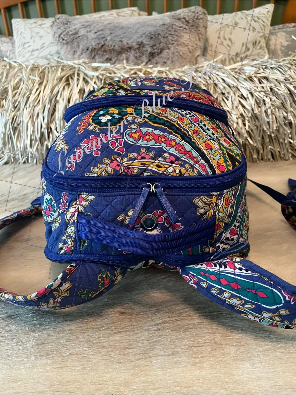 VERA BRADLEY Romantic Paisley 2018 Iconic Backpack Travel Purple Blue Yellow Lig